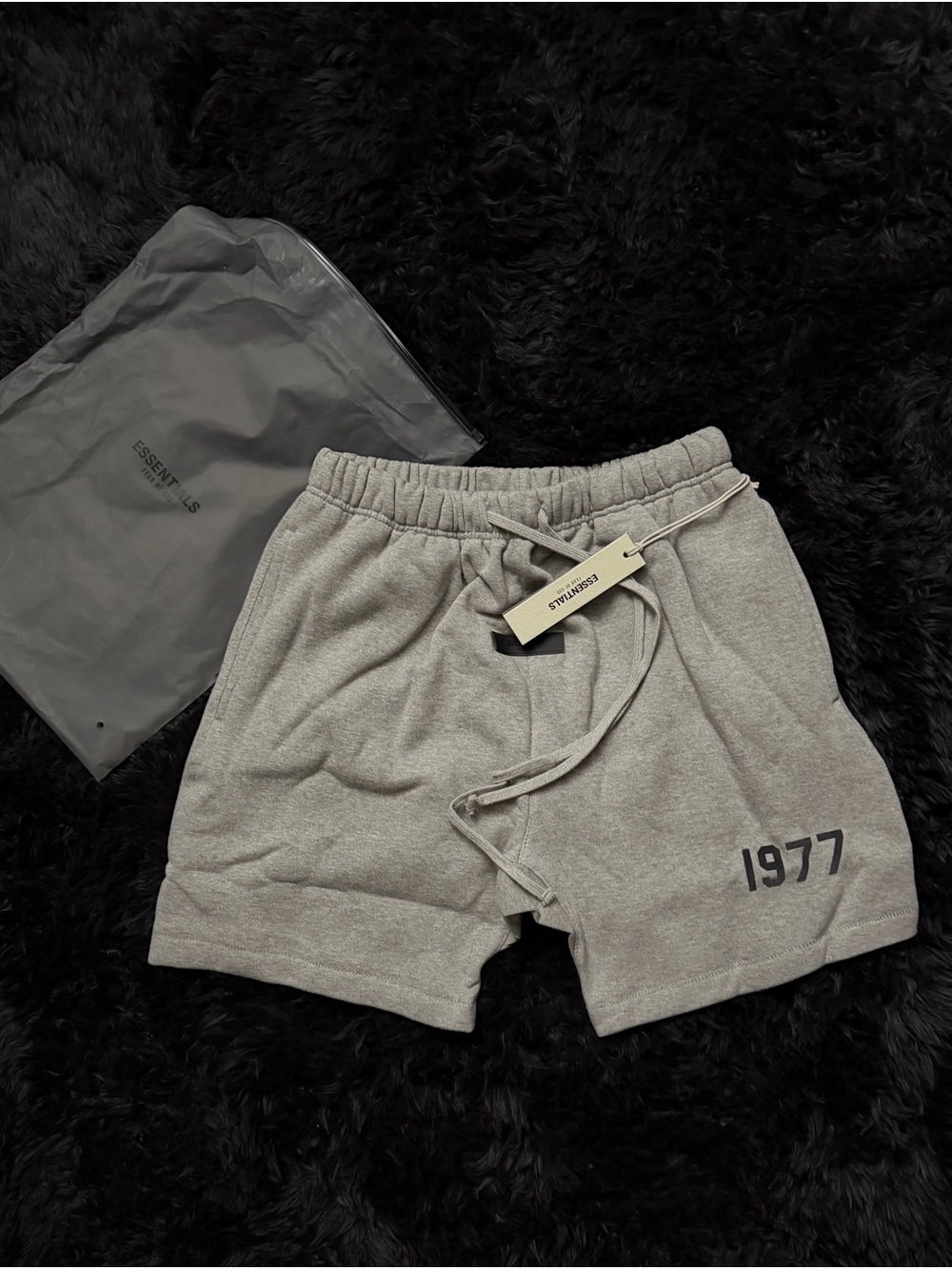 Essentials Men’s Gray Athletic Sweat Shorts with 1977 Detail